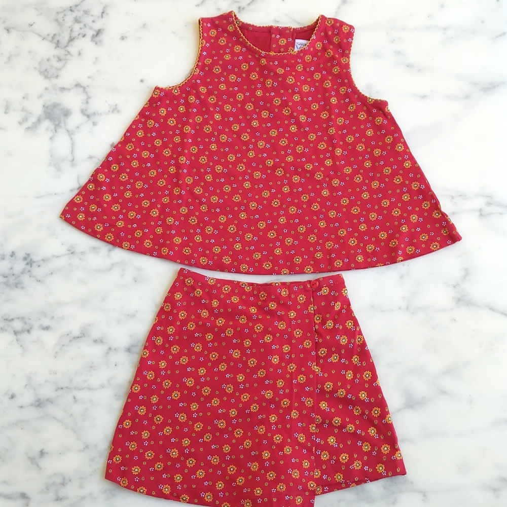 NWT. Talbots Kids 100% Cotton Multi Color Floral Sleeveless Top and Skort Set.